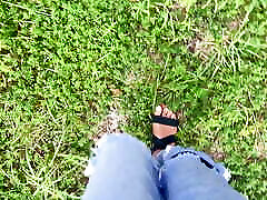 Mommy Walks Barefoot Outside