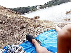 Amazing public blowjob in car, wife flashing tits on the beach and get cumshot in mouth in front of people