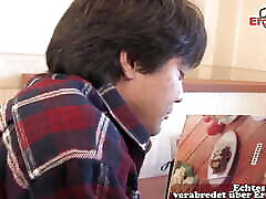 Small Japanese teen gets penetrated in the hairy cunt