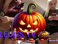 Sexy and Hot Girls Halloween Costume Try on in Special Thongs and Lingerie Party at Home