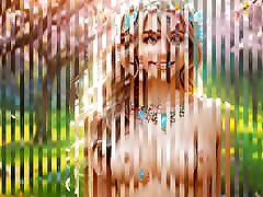 Beautiful amature threesome Breasted Nude Elf Girl with Apple Blossoms