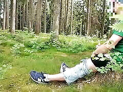 Dick Flash in the forest woman watches and masturbates. He joins sucks and I cum on her tits. Dick Flash in the forest woman watches and masturbates. He joins sucks and I cum on her tits.