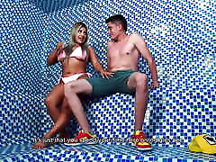 Nerd Boy fucks Colombian Blonde in the Sauna, and gives her all his cum in her mouth! Naty Delgado & Pipeboy1