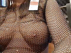 open curtain in fitting room public flashing of tits