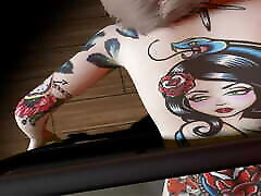 3D 4K Super what for money MILF Adele with Hot Tattoo Teasing the Big Black Cock