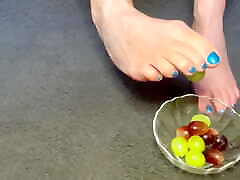 Toe play with grapes