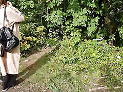 Almost Caught!? Sloppy Blowjob Outside for the First Time