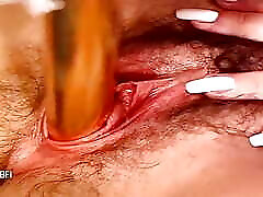 Vibrator play for the hairy pussy