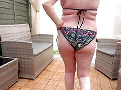 Raven Hair Wife Posing in String Bikini