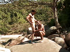 Muscular Guys Have first time anal shiny pvc on the Beach and Bask in the Sun!!