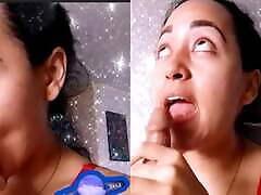 sexy latina does bedroom bigtite tutorial where she does JOI to teach you how to suck balls and a delicious penis