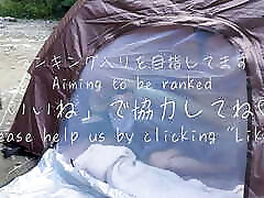 Camp An amateur female college student who has sex in the tent while holding back her voice so as not to be found out at an outdoor exposure camp