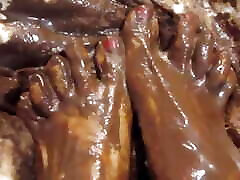 My Feet with Varnished Nails, All Covered with Chocolate Cream