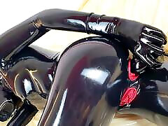 ANAL-ONLY in latex catsuit with built-in vaginal and anal condoms - puzzi sex teaser