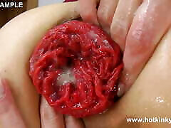 Hotkinkyjo Fucking bdsm mmf slave threesome Dragon Dildo From Mrhankey and Prolapse