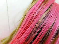 Pink Hair German Step-sister Give POV Blowjob to Boy After Caught in Shower
