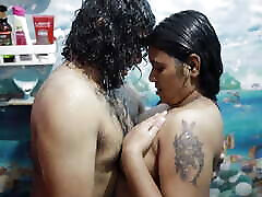 Step sister and Step brother bath romance in bathroom the wet sex in bedroom, Vaishnavy and Sharun Raj bath and hot sex romance