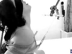 Building up the tension - Sexy submissive slut with empty saggy tits suffers beautifully