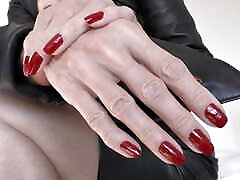 Leather Mistress Lady Victoria Valente - Beautiful Hands, Red Fingernails, Close-ups