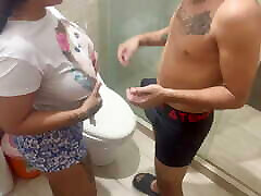 My stepsister is cleaning the bathroom and I come in to warm her up and fuck her in the shower