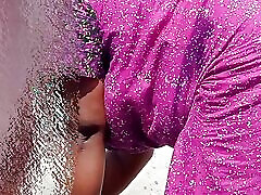 My Bhabhi cloth washing in outside I get hot conversation, Then I drink her milk and rubbing pussy with my cock