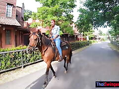 Riding a horse and fucked in a saloon with perfect ass Thai GF