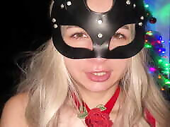 Merry Christmas! Deepthroat in the New Year with tears in a beautiful harness! POV!