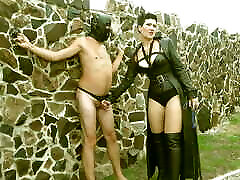Heels in to balls - ballbusting - ball whipping alone maid at home - Lenting my slave for hard torture