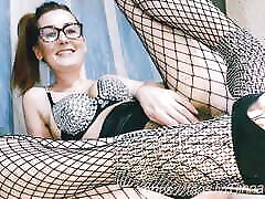 Stepaunt with Glasses and Fishnet Tights Is Flirting with You and Teasing You