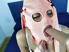 Sexy Latin BDSM slut in slave mask playing with her master with a dildo dick toy in her ass awek kelantan madi mouth