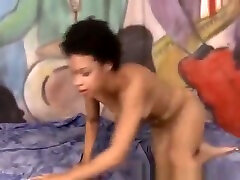 Black xxx margrit Trash With Short Hair Gagging On White Dick