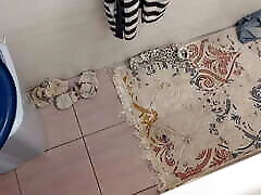 Sexy brunette trying on clothes in the fitting room. I&039;m watching a hairy mom, hairy pussy, big tits, big ass