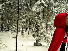 Red Hood in the snowy forest