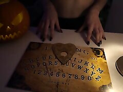Hot blonde witch in latex fucks a submissive guy with a strap on until he cums