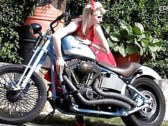 German hd qaliti camgirl dangles her boobs on the motorcycle, and after that she makes a show at EroticOnly!