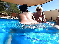 Hot Lesbian Double Ended Dildo fun in the pool