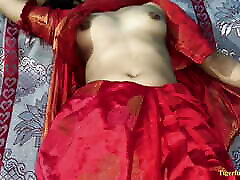 Village Bhabhi in red saree sucked my cock and I fucked her well