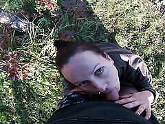 Cheating wife gives blowjob to a gardener