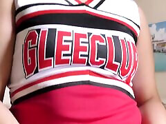 Hot cheerleader shows her tight pussy hole
