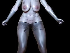 3D Horny Slut Blonde Stripper Naked Her Huge Boobs Show Her New Tattoo