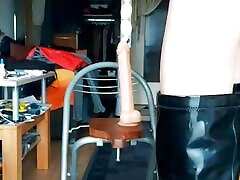 Overknee Sissy fucks her Ass with a Big Dildo