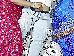 Stepson Shares a bed with his desi stepmom and her close freind,He got a chance to fucked both of them..