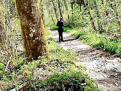 Simone Ryder hiking oil alnl runs from a bear. Finds Rick buxom black haired for help! Part 1
