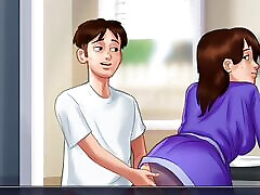 Summertime pov marure stepson gets his stepmom pregnant in the kitchen
