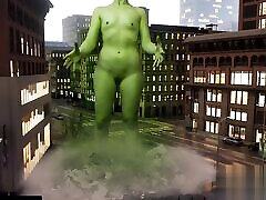 Sexy Green Shehulk Destroys City - Special Effects Fetish