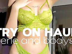 Try on new haul lingerie and body