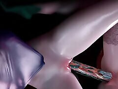 3D Two Horny Sexy Lesbians Sharing a Big Sex Toy