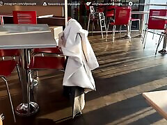 Horny Girl play with Cock in Fast Food Restaurant - risky public Blowjob :P