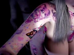 3D Huge Boobs Slut Show Her Perfect Tattoo