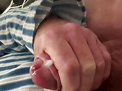 Red haired bi chubby guy with freckles plays with foreskin and penis
